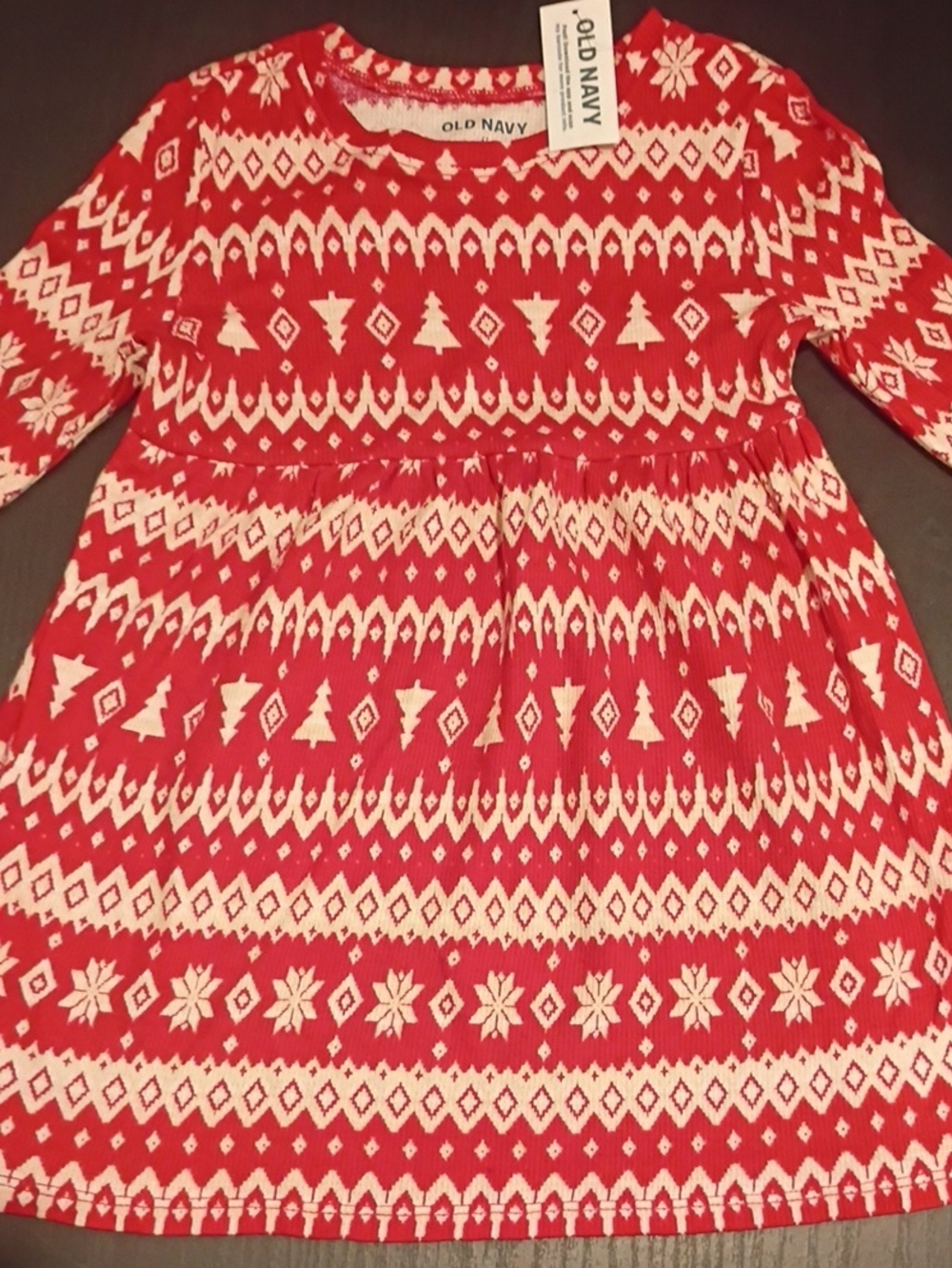 Old Navy Red and Cream Fair Isle Kids Dress